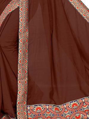 brown georgette banarasi saree with blouse - 16972776 - Standard Image - 3