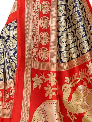 checkered banarasi saree with blouse - 16972888 - Standard Image - 4