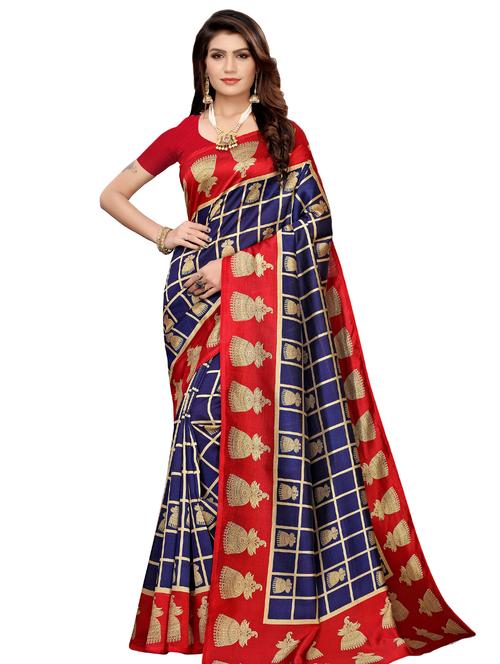 checkered banarasi saree with blouse - 16972898 - Standard Image - 1