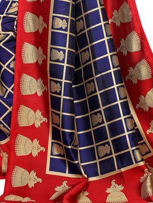 checkered banarasi saree with blouse - 16972898 - Standard Image - 3