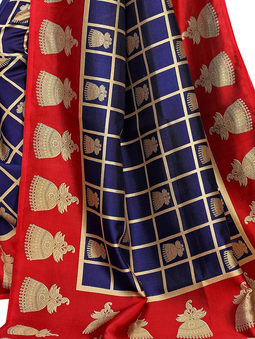 checkered banarasi saree with blouse - 16972898 - Zoom Image - 3