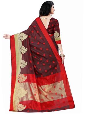 red art silk banarasi saree with blouse - 16973029 - Standard Image - 2
