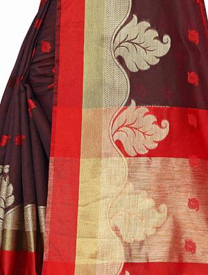 red art silk banarasi saree with blouse - 16973029 - Standard Image - 4