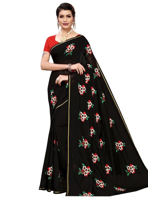 self design embroidered saree with blouse - 16973041 - Standard Image - 1