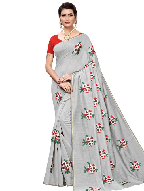 self design embroidered saree with blouse - 16973045 - Standard Image - 1