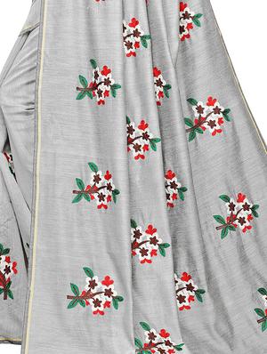 self design embroidered saree with blouse - 16973045 - Standard Image - 3