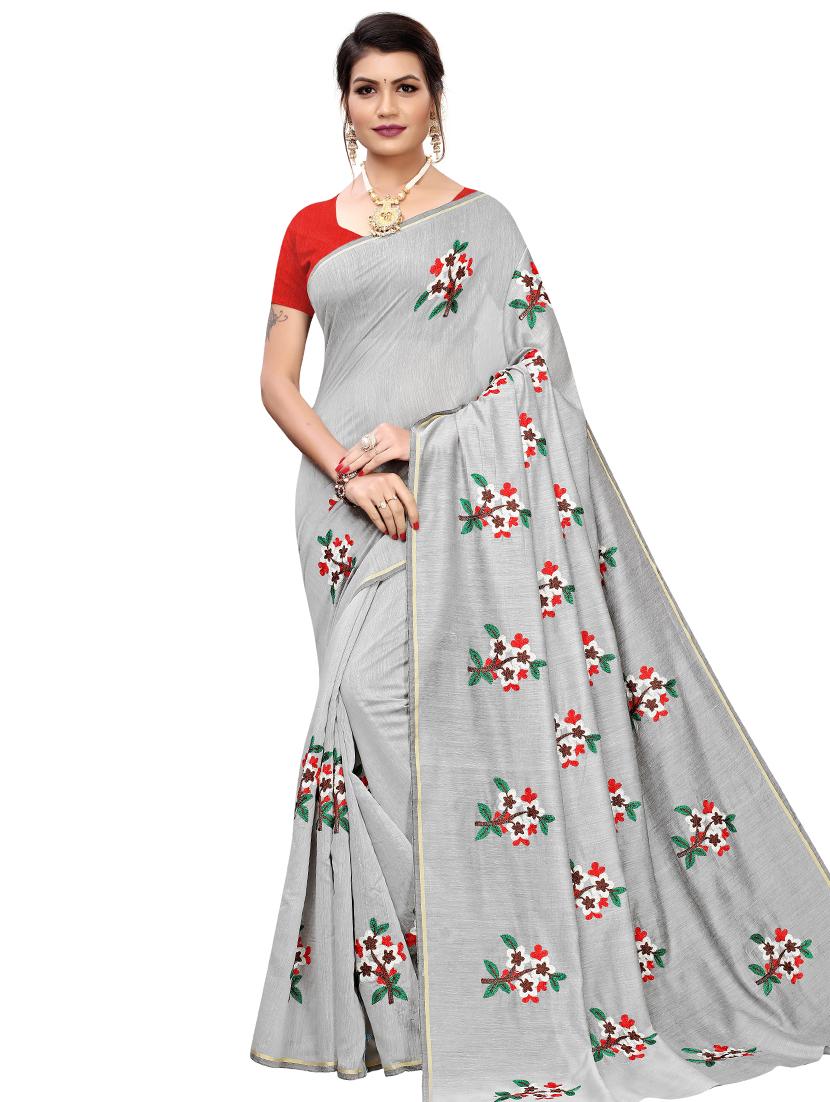 self design embroidered saree with blouse - 16973045 - Zoom Image - 1