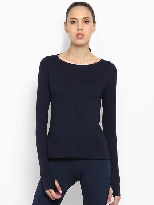 thumb hole sleeved boat neck tee - 16973417 - Standard Image - 1