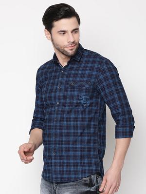 blue checkered casual shirt - 16973606 - Standard Image - 2