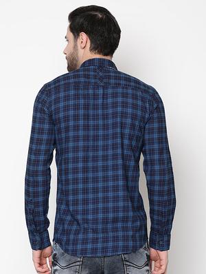 blue checkered casual shirt - 16973606 - Standard Image - 3