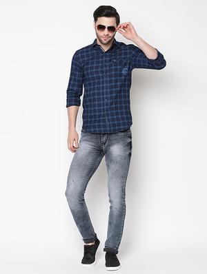 blue checkered casual shirt - 16973606 - Standard Image - 4