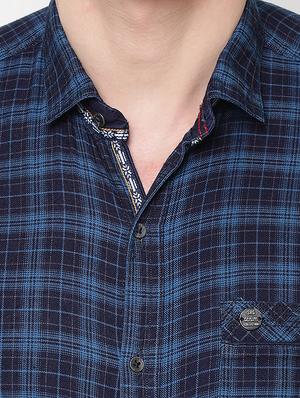 blue checkered casual shirt - 16973606 - Standard Image - 5