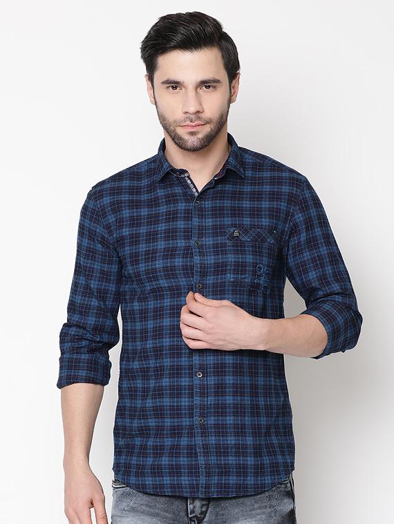 blue checkered casual shirt - 16973606 - Zoom Image - 1