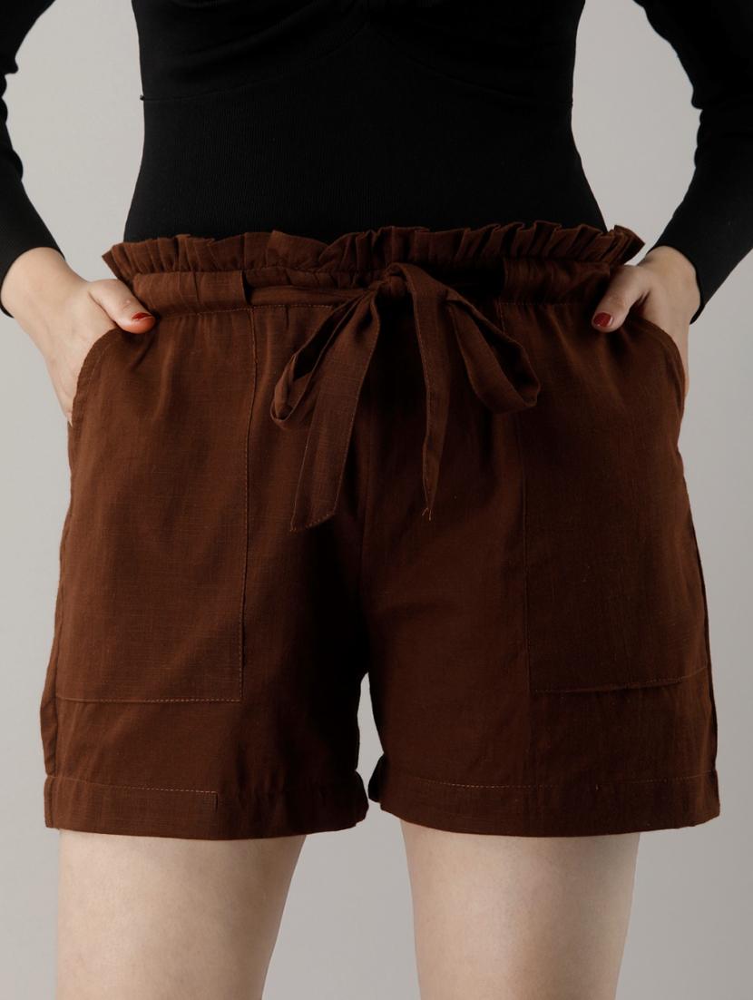 tie front paper bag shorts - 16973670 - Zoom Image - 1