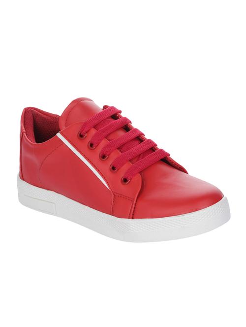 red synthetic laceup sneakers - 16973766 - Standard Image - 1