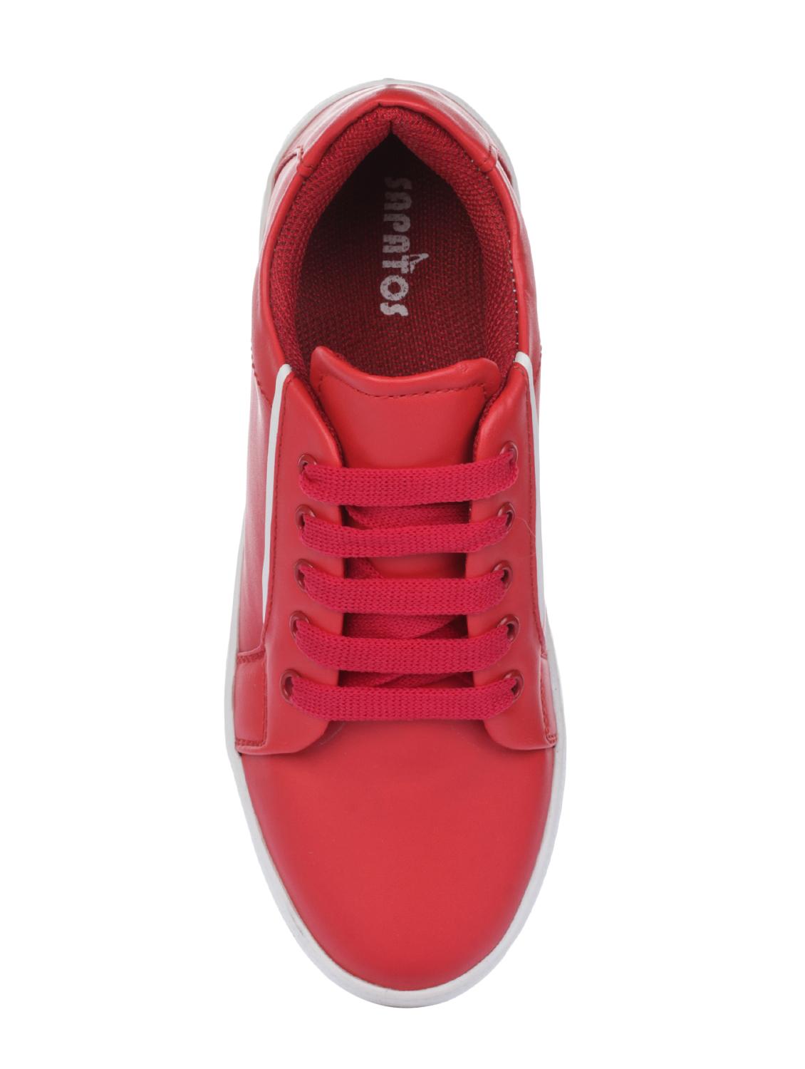 red synthetic laceup sneakers - 16973766 - Zoom Image - 4