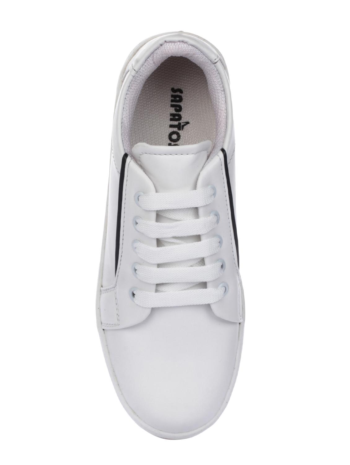 white synthetic laceup sneakers - 16973768 - Zoom Image - 4