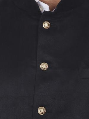 black solid velvet nehru jacket - 16973787 - Standard Image - 5