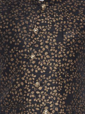 black printed silk nehru jacket - 16973790 - Standard Image - 5