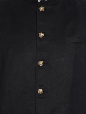 black solid velvet nehru jacket - 16973800 - Standard Image - 5