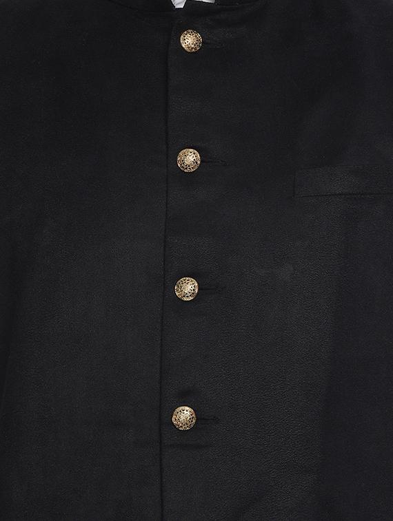 black solid velvet nehru jacket - 16973800 - Zoom Image - 5