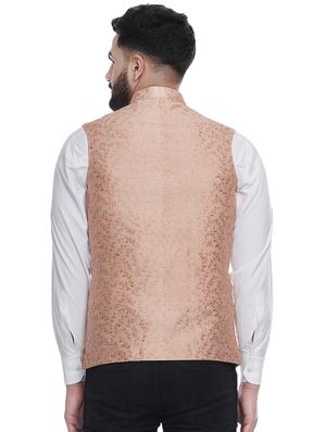 pink jacquard silk blend nehru jacket - 16973821 - Standard Image - 3
