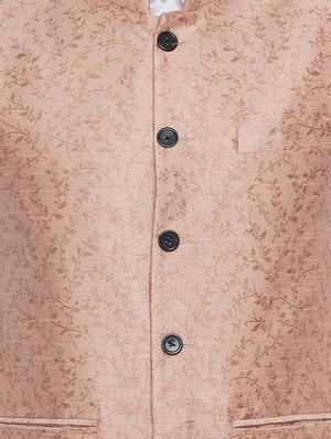 pink jacquard silk blend nehru jacket - 16973821 - Standard Image - 5