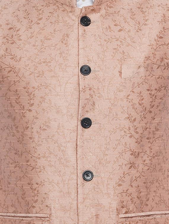 pink jacquard silk blend nehru jacket - 16973821 - Zoom Image - 5