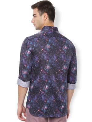 navy blue printed casual shirt - 16974402 - Standard Image - 2