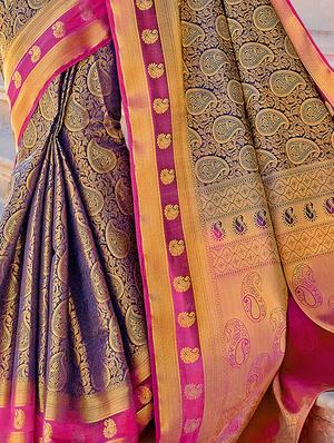 paisley woven saree with blouse - 16974583 - Standard Image - 2
