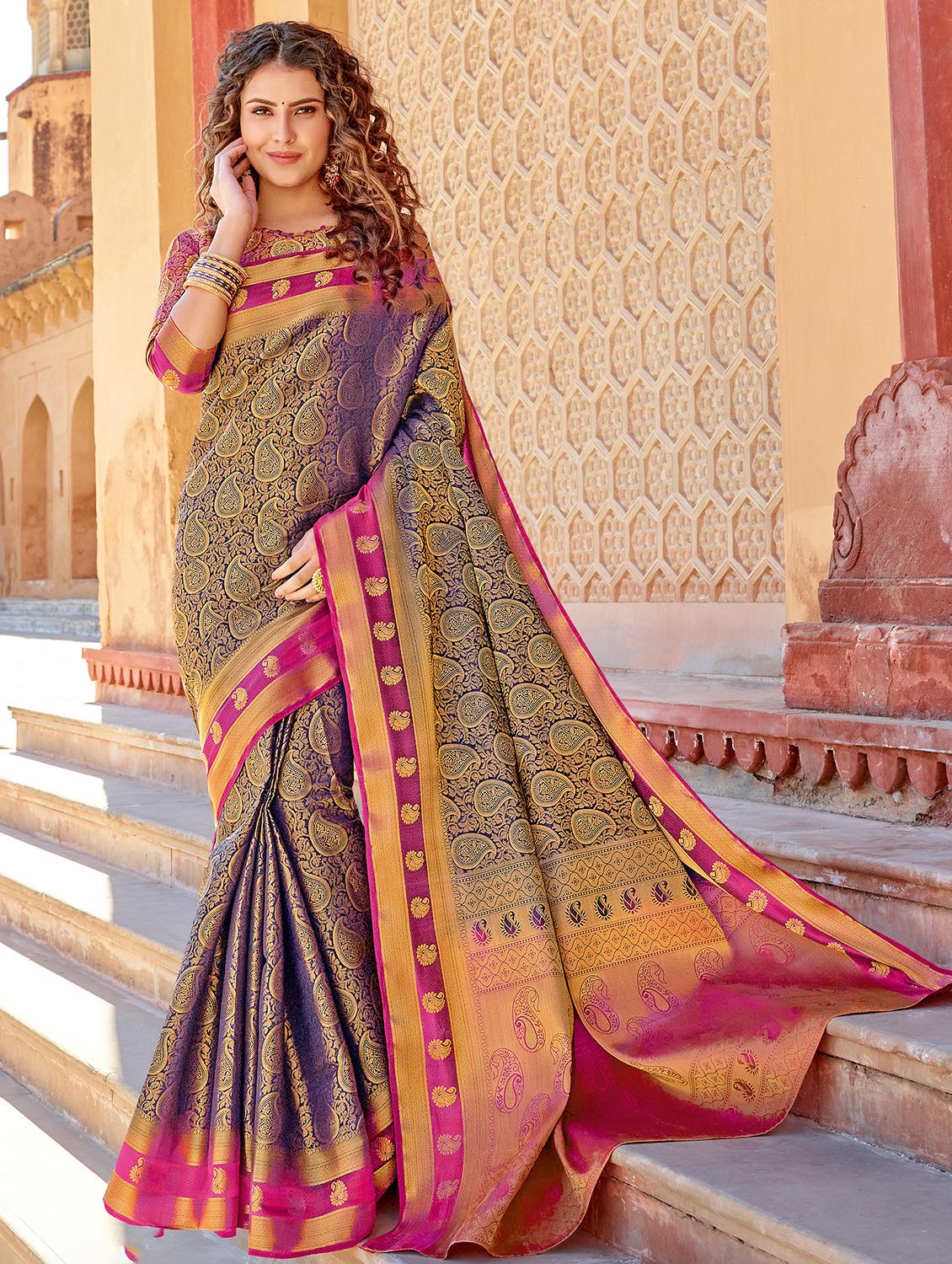paisley woven saree with blouse - 16974583 - Zoom Image - 1