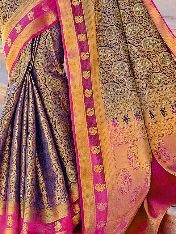 paisley woven saree with blouse - 16974583 - Zoom Image - 2