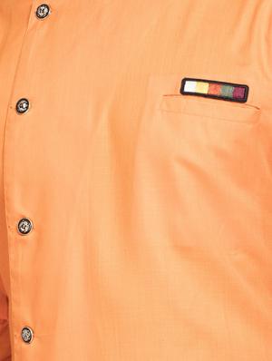 orange solid asymmetric short kurta - 16974865 - Standard Image - 5