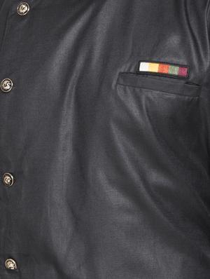 black solid asymmetric short kurta - 16974867 - Standard Image - 5