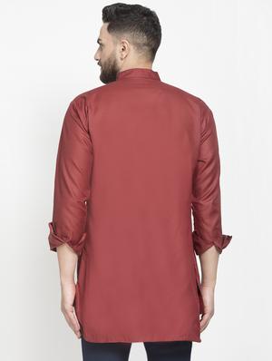 red solid asymmetric short kurta - 16974870 - Standard Image - 3