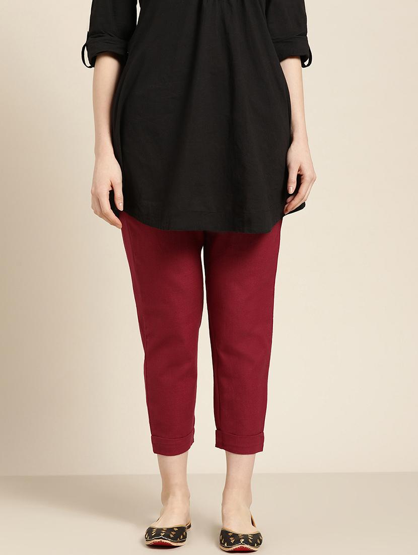 red cotton straight tapered pant - 16974933 - Zoom Image - 1