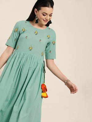 embroidered a-line dress - 16974935 - Standard Image - 3