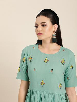 embroidered a-line dress - 16974935 - Standard Image - 4