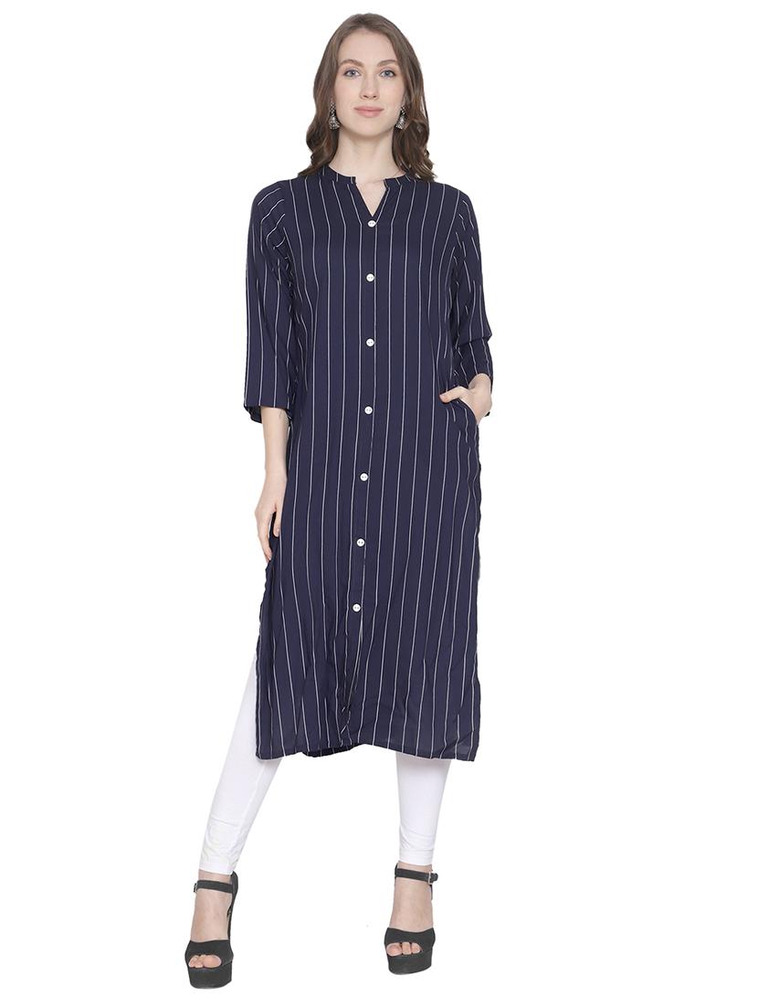 striped straight kurta - 16975111 - Zoom Image - 1