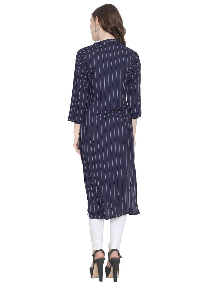 striped straight kurta - 16975111 - Zoom Image - 3