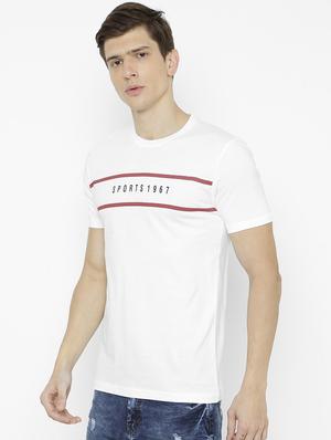 white chest print t-shirt - 16975139 - Standard Image - 2