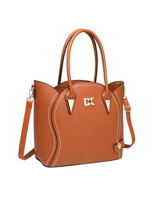 brown leatherette (pu) regular handbag - 16975213 - Standard Image - 4