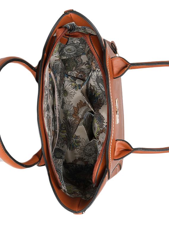 brown leatherette (pu) regular handbag - 16975213 - Zoom Image - 3