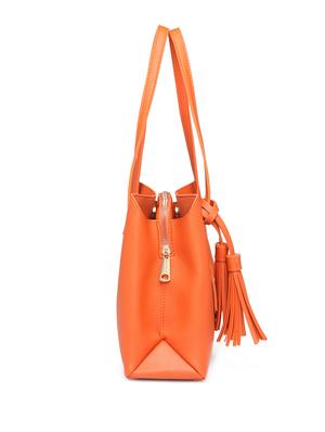 orange leatherette (pu) regular handbag - 16975249 - Standard Image - 4