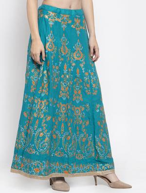 light blue rayon flared skirt - 16975908 - Standard Image - 2