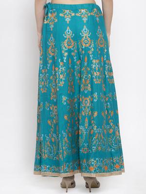 light blue rayon flared skirt - 16975908 - Standard Image - 3