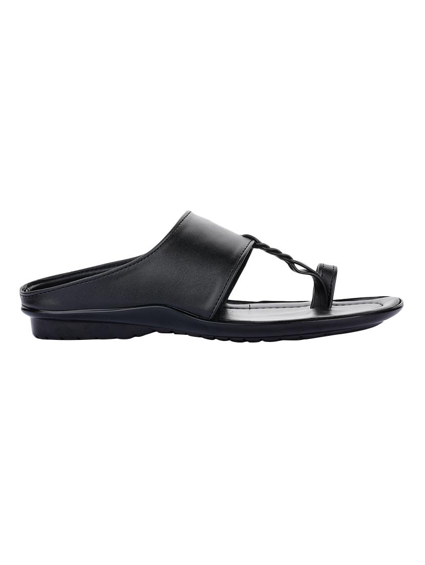 black pu slip on flip flops - 16976143 - Zoom Image - 2