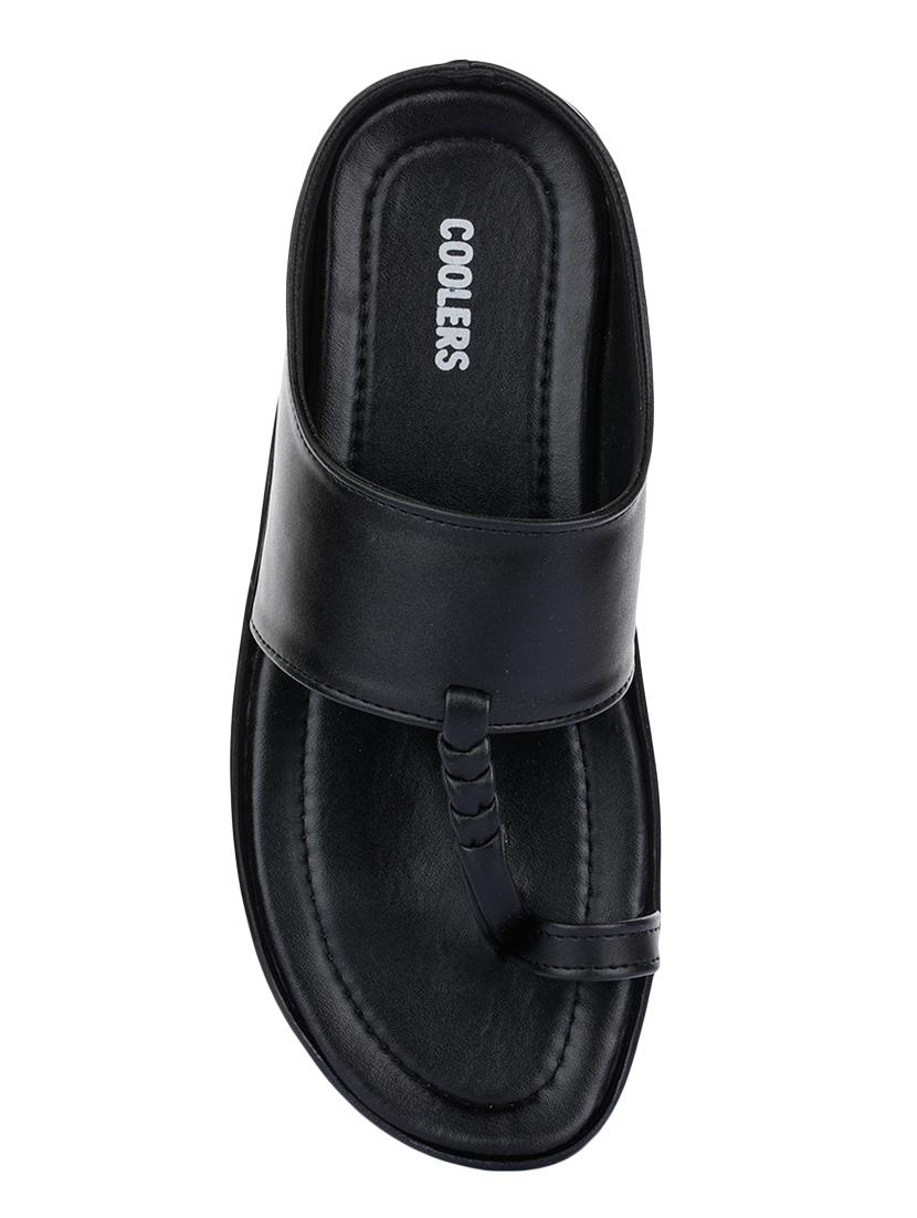 black pu slip on flip flops - 16976143 - Zoom Image - 4