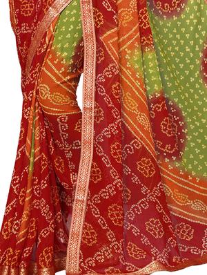 bandhani bordered saree with blouse - 16976253 - Standard Image - 2