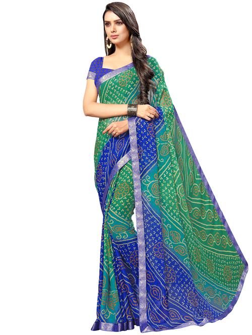 bandhani bordered saree with blouse - 16976262 - Standard Image - 1